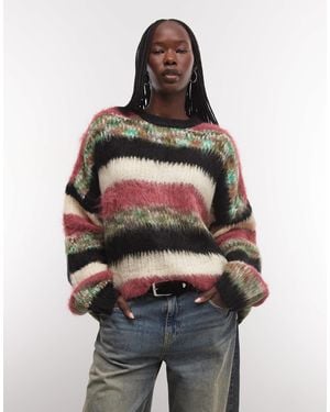 The Ragged Priest Oversize-pullover mit gebürsteter, kastiger passform und streifenmuster - Mehrfarbig