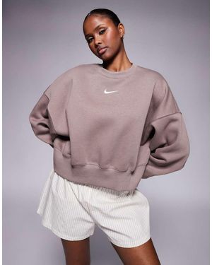 Nike Sudadera Corta Con Cuello Redondo Para Mujer W Sportswear Phoenix Fleece Cuello Redondo Extragrande Diffused Taupe/Vela - Morado