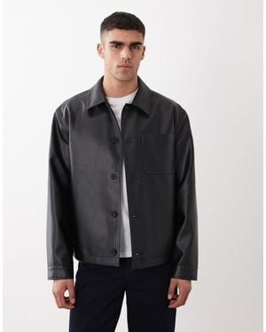 ASOS Faux Leather Shacket - Gray