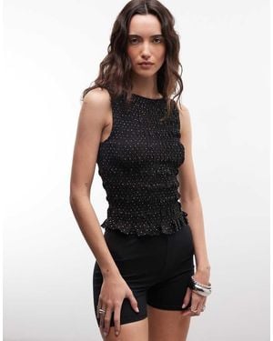 Daisy Street Shirred Top - Black