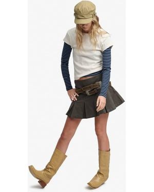 Bench x Superdry & Co Logo Pleated Twill Mini Skirt - Green