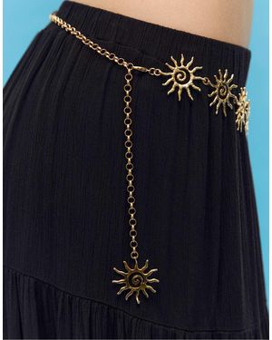 Stradivarius Ceinture en métal motif soleil - doré - Bleu