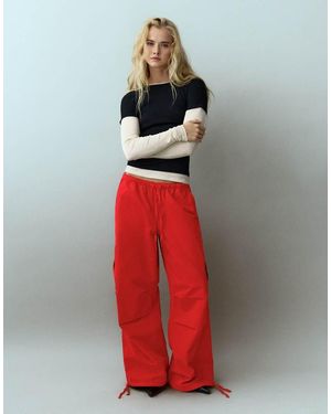 Pull&Bear Parachute Cargo Trousers - Red