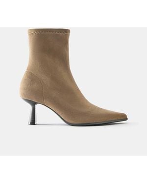 Pull&Bear Bottines à talons en taupe - Blanc