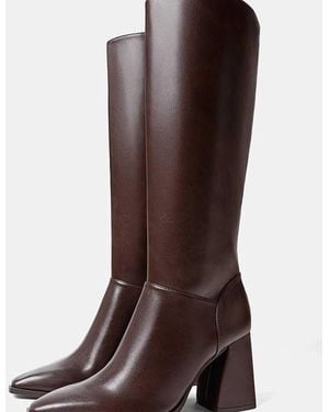 Stradivarius Wide Fit. High-Heeled Boots - Brown