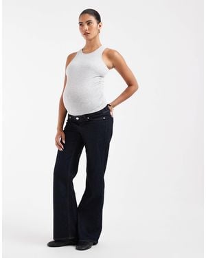 Vero Moda Tessa Wide Leg Jeans With Overbump Band - Blue