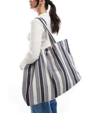 ASOS Large Stripe Tote Bag - Grey