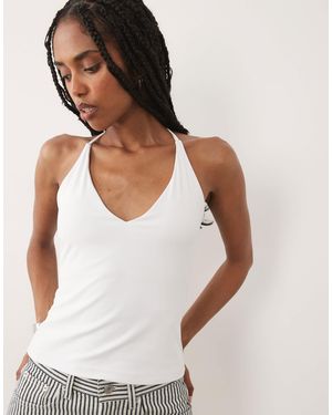 Abercrombie & Fitch – nahtloses neckholder-oberteil - Weiß