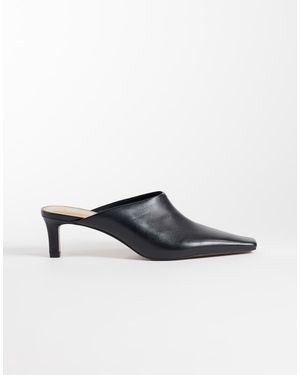Mango 100% Leather Heeled Pointed Mule - White