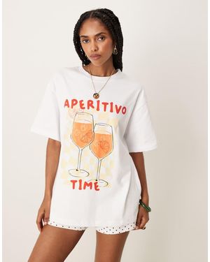 ASOS Oversized T-shirt With Aperitivo Drink Graphic - White