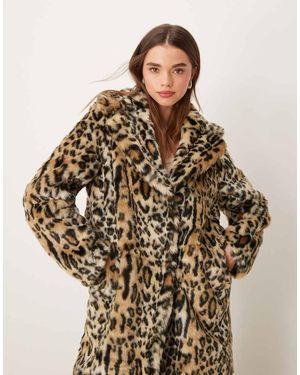 New Look Abrigo Con Estampado De Leopardo De Piel Sintética De - Metálico