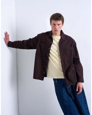 TOPMAN Regular Fit Twill Overshirt - Blue