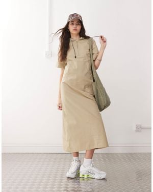 Collusion Sports Hooded A-line Maxi Dress - Natural