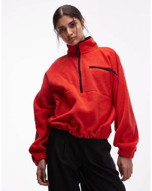 ASOS Half Zip Polar Fleece - Red