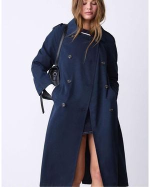 Stradivarius Long Flowing Trench Coat - Blue