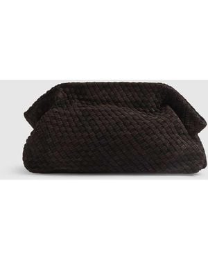 River Island Suede Woven Clutch Bag - Black