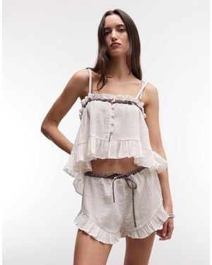 Collusion Frill Beach Shorts - White