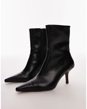 TOPSHOP Natalia High Heeled Ankle Boots - Black