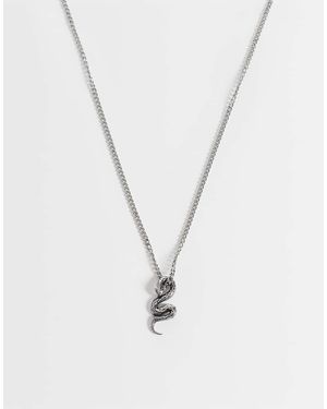 ASOS Waterproof Stainless Steel Snake Pendant Necklace - White