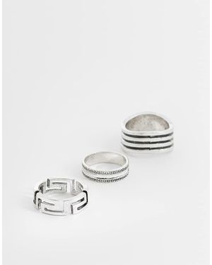 ASOS Set Van 3 Ringen Met Griekse Golven En Gelaagde Ringen - Naturel