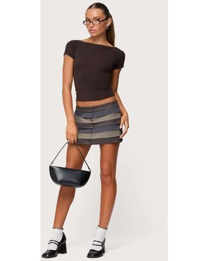 Edikted Kezi Mixed Pattern Tailored Mini Skirt - Natural