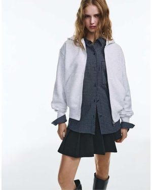 Pull&Bear Zip-up Hoodie - Blue