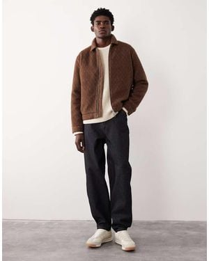 ASOS COLLECTIVE Oversized Harrington Wool Blend Jacket - Natural