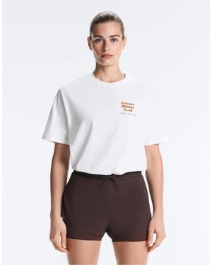 Oysho Cotton Blend Sunday Brunch Club T-shirt - White