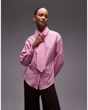 ASOS Regular Fit Tie Detail Shirt - Pink