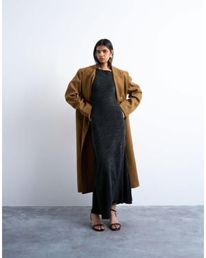 TOPSHOP Slash Neck Midi Dress - Black