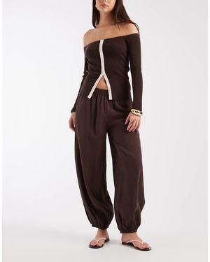 ONLY Broek Met Halfhoge Taille En Ballonpijpen - Bruin