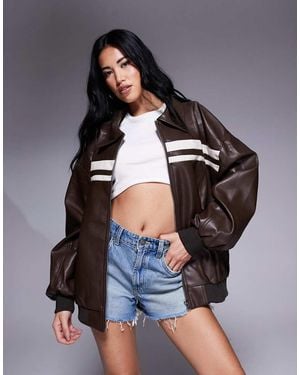 Princess Polly Leather Look Moto Jacket - White
