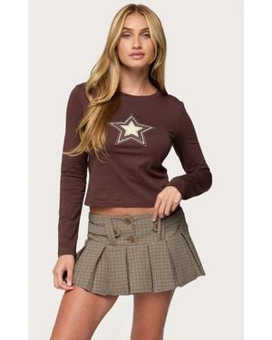 Edikted Starlett Long Sleeve T Shirt - Brown