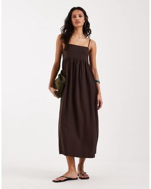 JJXX Linen Blend Maxi Dress - Brown