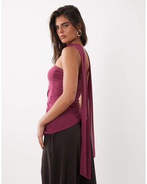 ASOS Top Van Mesh Met Bolle Zoom, Sjaal En Geknoopt Detail - Rood
