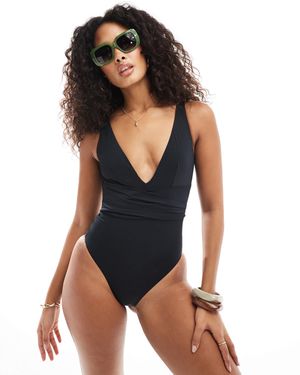 Accessorize Maillot 1 pièce gainant croisé à décolleté plongeant - Bleu