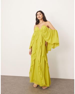 ARRANGE – schulterfreies midikleid - Gelb