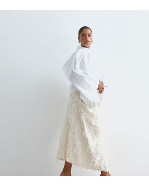 ARRANGE Curve Gestructureerde Midi-Rok Met Geplooide Taille - Wit