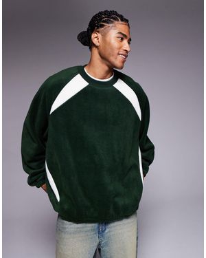 ASOS – extremes oversize-fleece-sweatshirt mit raglanärmeln - Grün