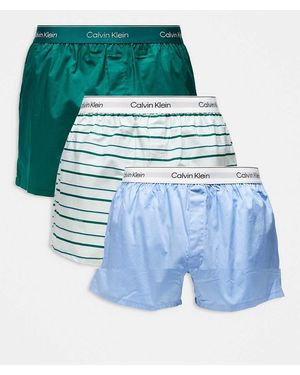 Calvin Klein Woven Boxers 3 Pack - Blue