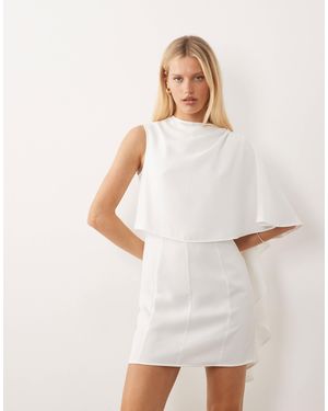 Y.A.S Woven Mini Dress With Draping Shoulder Detail - White