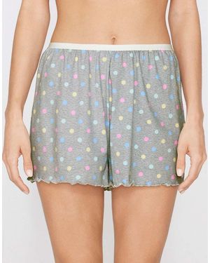 Tezenis Printed Cotton Shorts With Rolled Hem - Grey