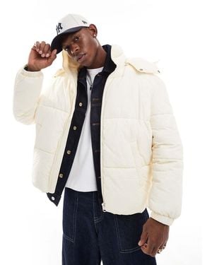 Only & Sons Chaqueta Blanco Hueso Acolchada Y Guateada Con Capucha Ancha De