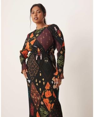Never Fully Dressed Night Garden Plisse Midaxi Dress - Black