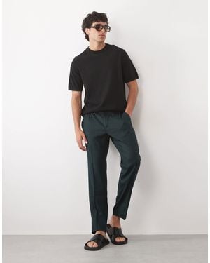 Mango Linen Mix Relaxed Fit Shorts - Green