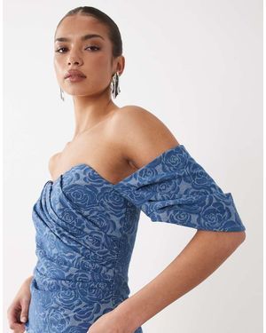 ASOS Corset Denim Wrap Top - Blue