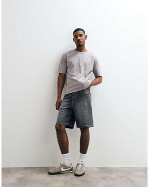 Hollister baggy Denim Shorts With Star Graphic Detail - White