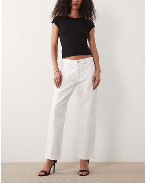 GOOD AMERICAN Vintage Mid Waist Straight Leg Jeans - White