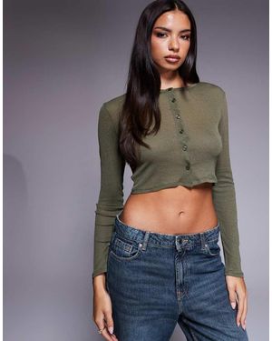 ASOS Semi Sheer Mesh Cropped Cardigan - Grey