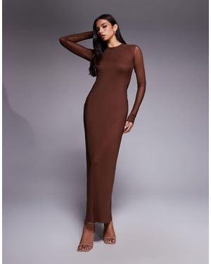 AFRM Didi Long Sleeve Mesh Midaxi Dress - Purple